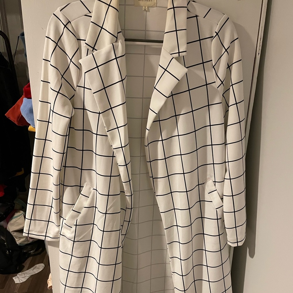 Black and white long blazer